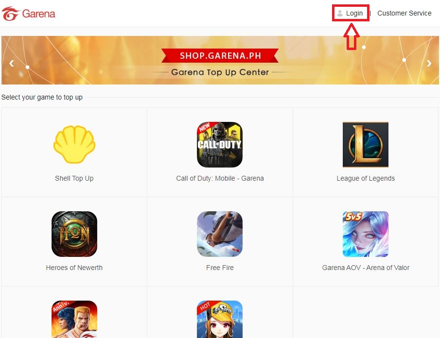 top up garena shells using globe load