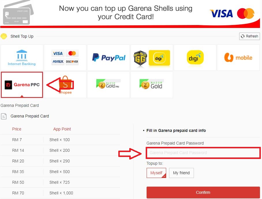 garena shells online