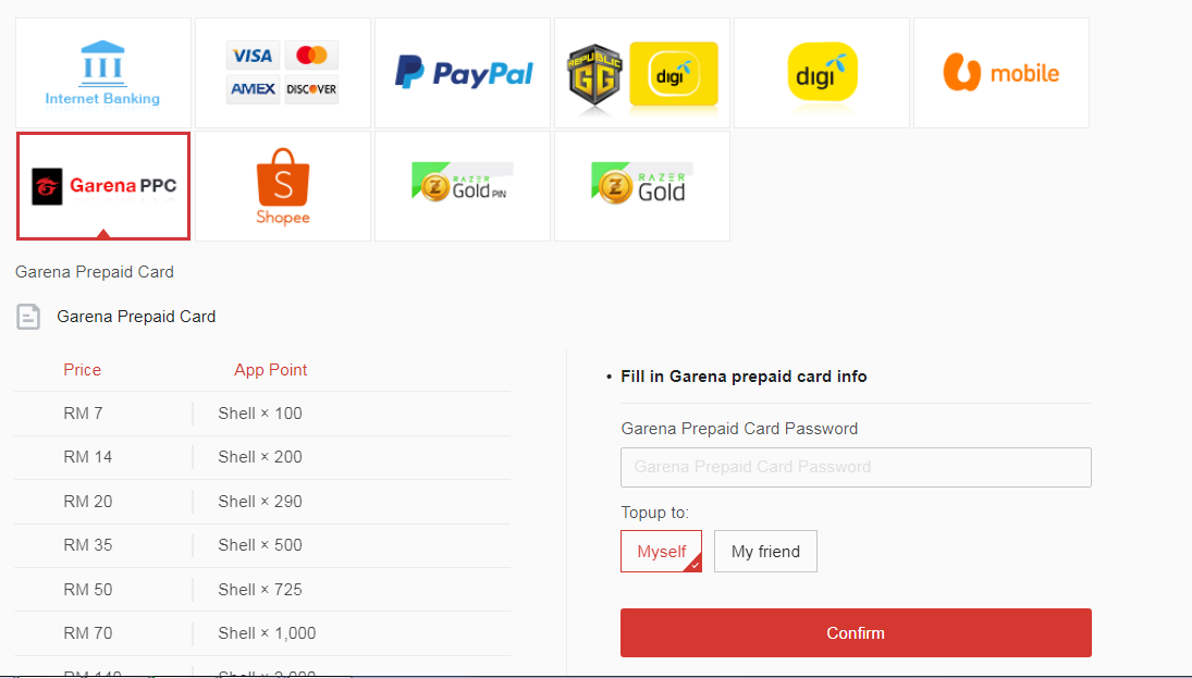 top up garena shells using globe load