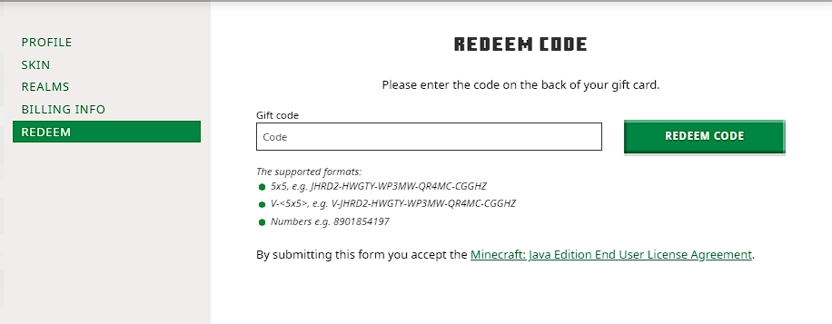 Minecraft Redeem Pre-Paid Tokens