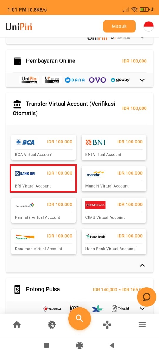 Cara Top Up Melalui Transfer Virtual Account ( Verifikasi